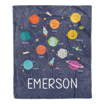 Planets Solar System Minky Blanket Personalized Custom
