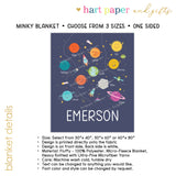 Planets Solar System Minky Blanket Personalized Custom