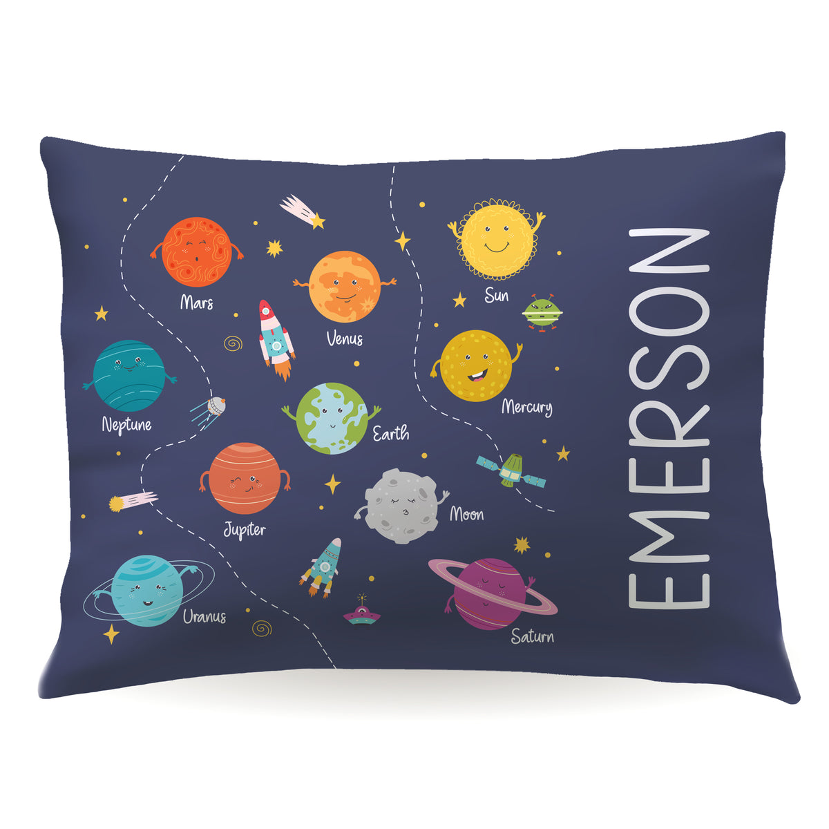 Planets Space Personalized Custom Pillowcase • Standard or Toddler Size
