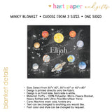 Planets Solar System Minky Blanket Personalized Custom