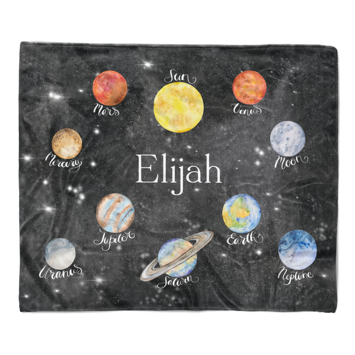 Planets Solar System Minky Blanket Personalized Custom