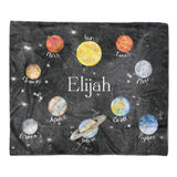Planets Solar System Minky Blanket Personalized Custom
