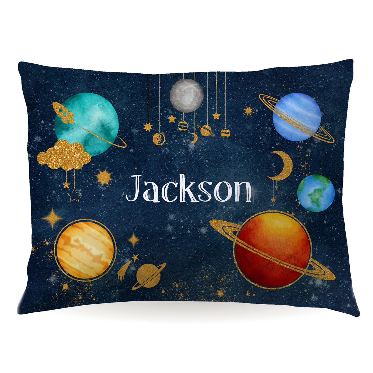 Planets Space Personalized Custom Pillowcase • Standard or Toddler Size