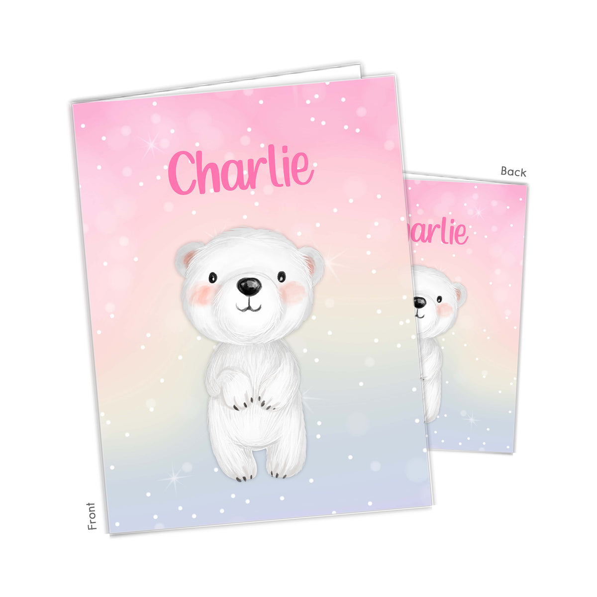 Polar Bear Personalized Custom 2-Pocket Folder • School Office Supplies