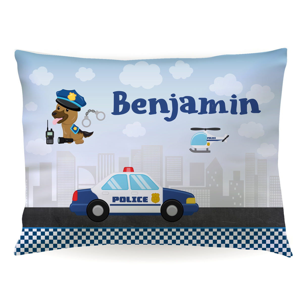 Police Car Personalized Custom Pillowcase • Standard or Toddler Size