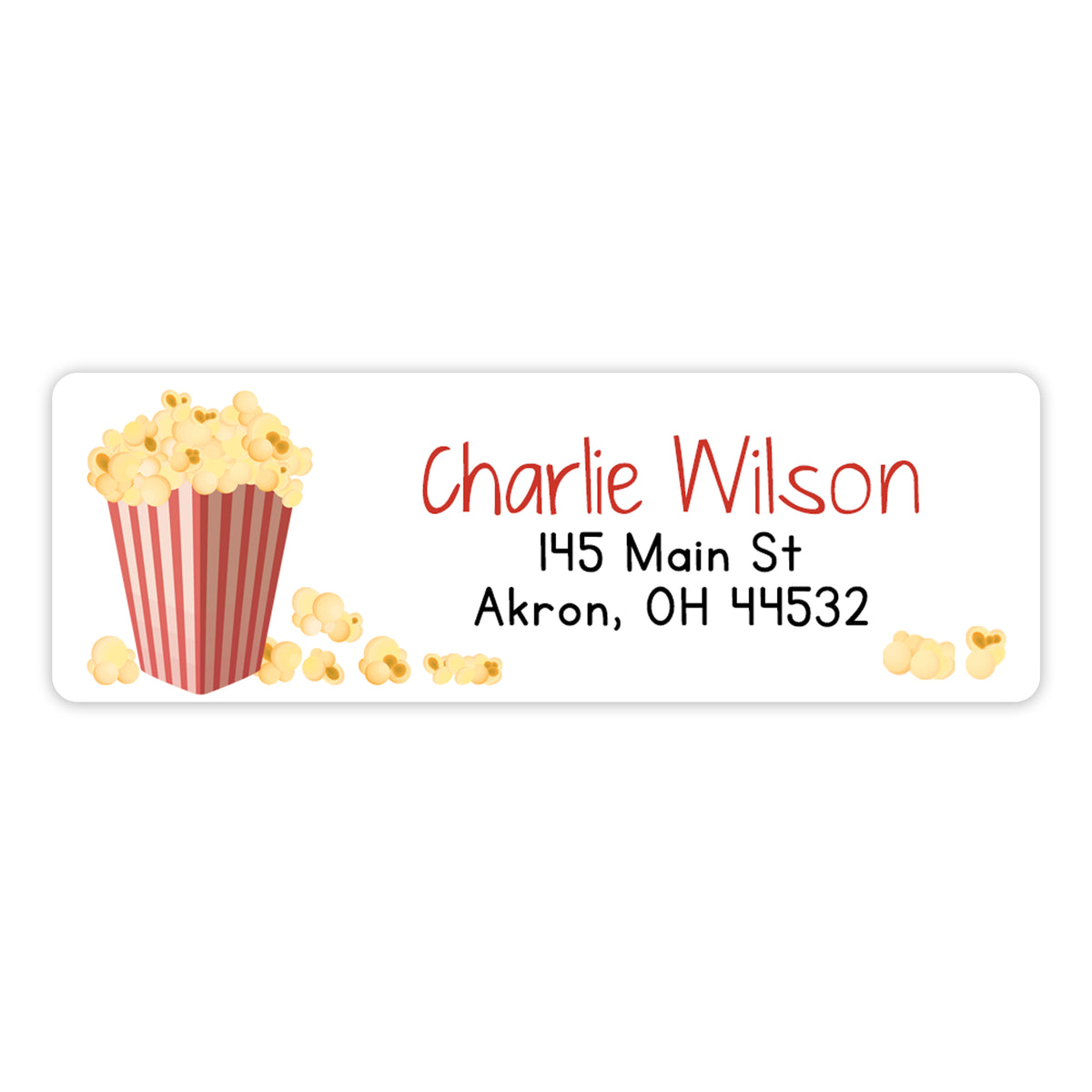 Popcorn Return Address Labels Personalized Custom • Self Adhesive Stickers
