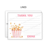 Popcorn Thank You Note Card Stationery • Fill in Blank, Lined or Blank Cards