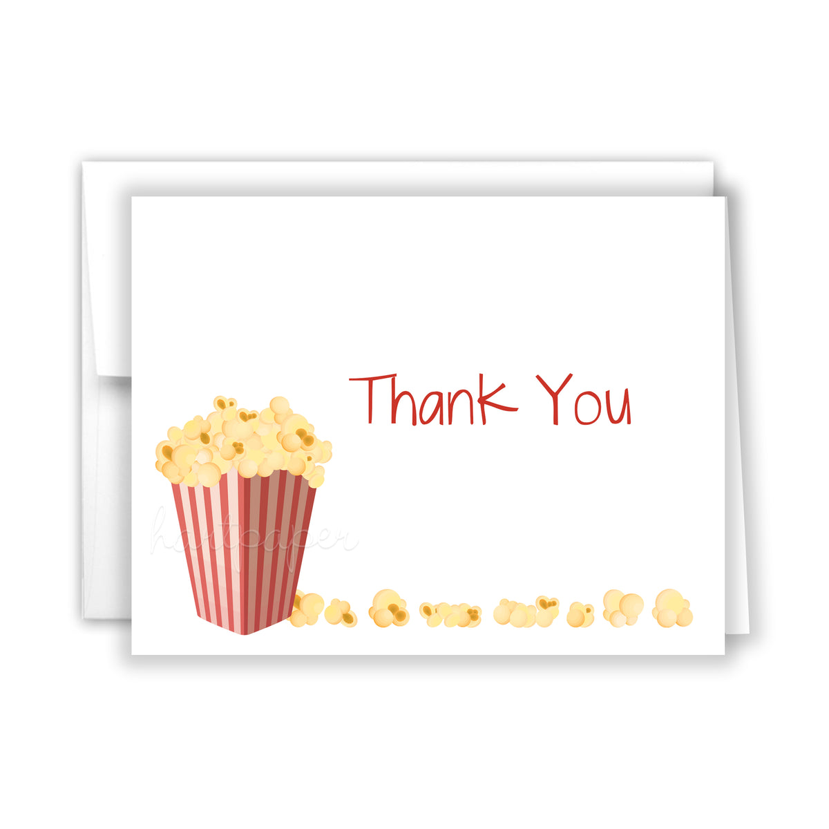 Popcorn Movie Thank You Cards Note Card Personalized Custom Stationery • Flat or Folded