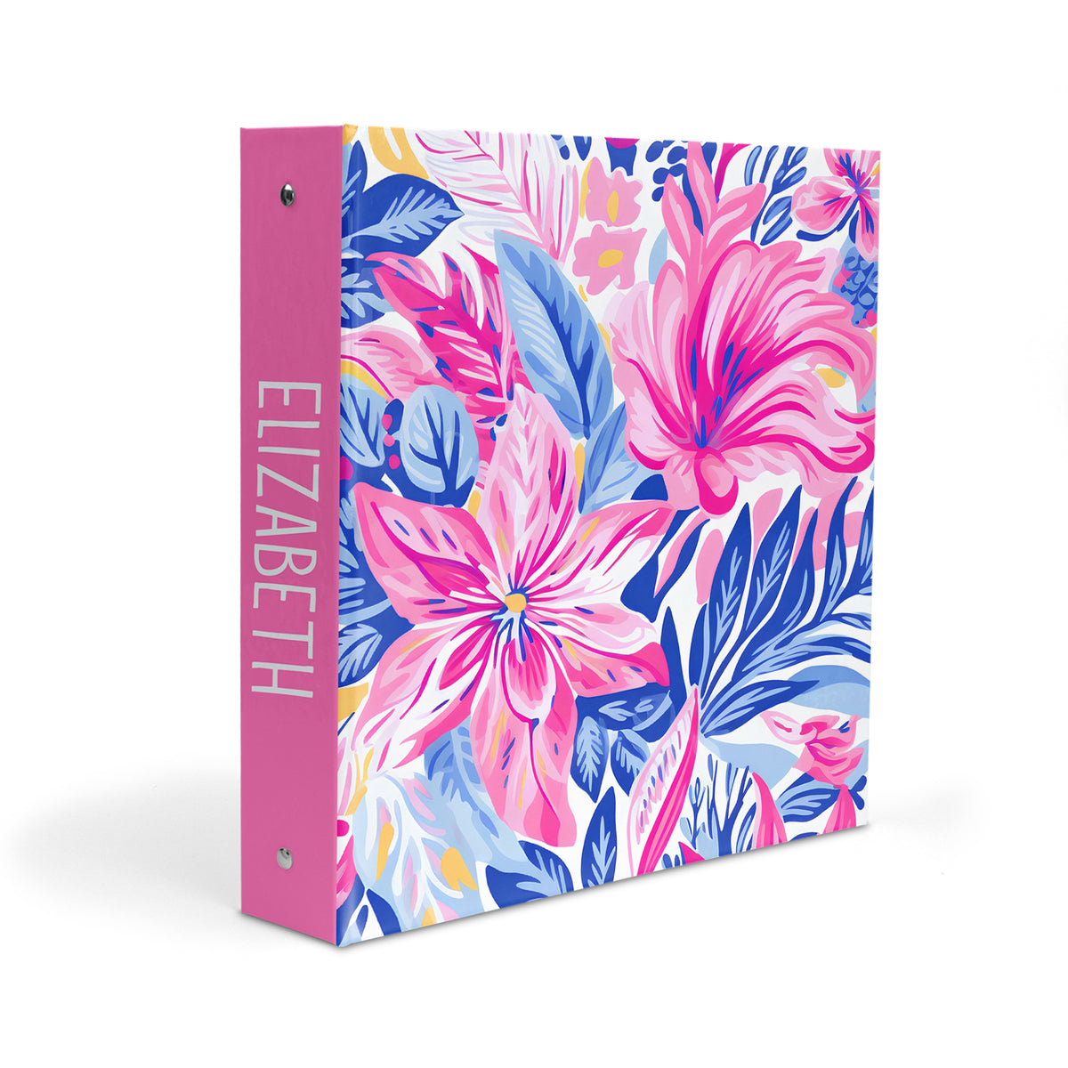 Preppy Flowers Personalized Custom 2" 3 Ring Binder • School Office Supplies