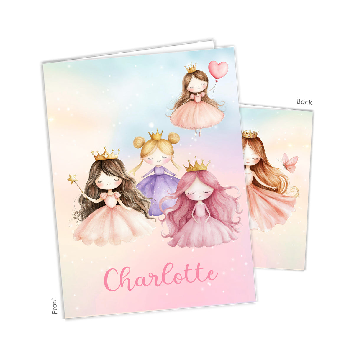 Princess Rainbow Personalized Custom 2-Pocket Folder • School Office Supplies