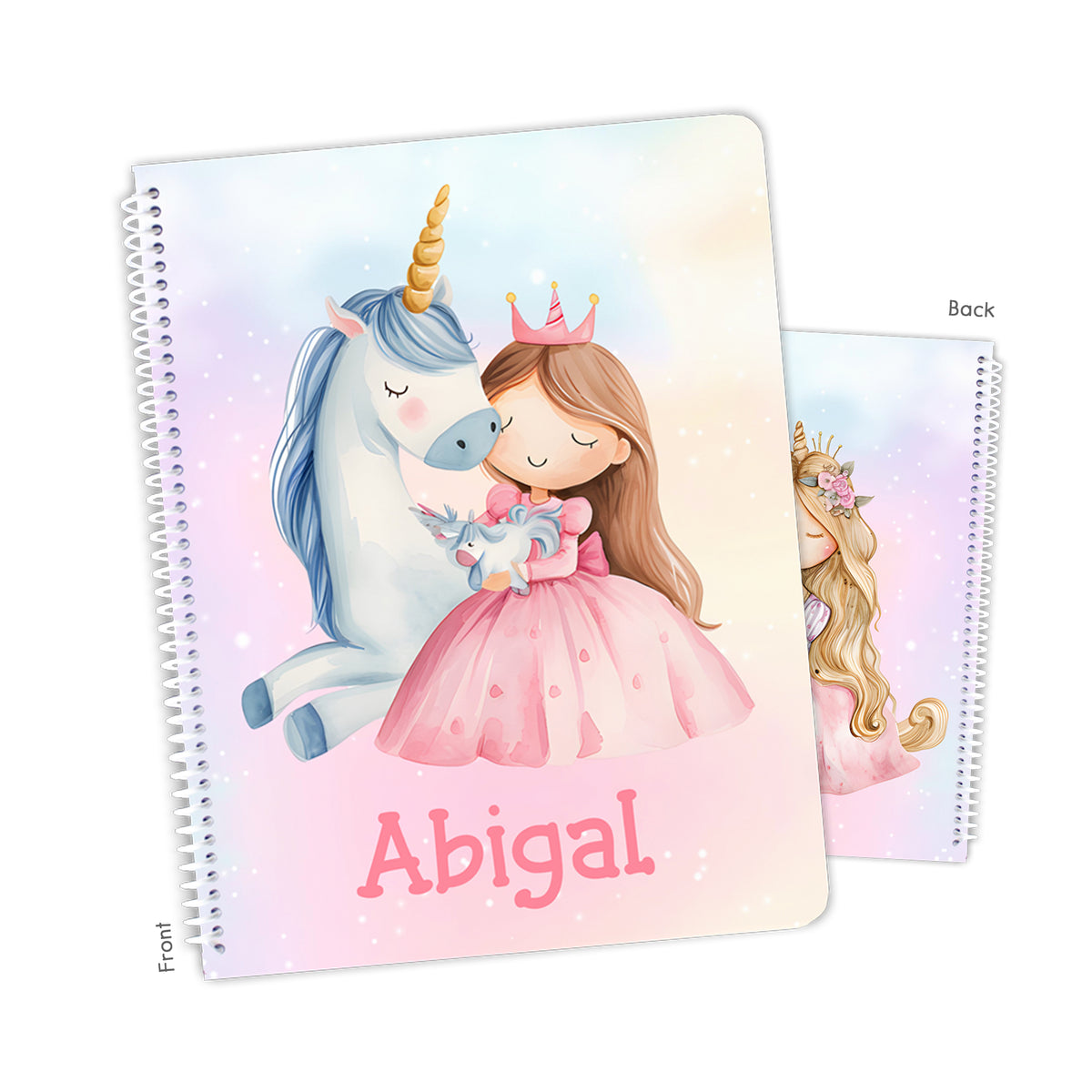 Princess Unicorn Rainbow Personalized Custom Notebook or Sketchbook • School Office Supplies