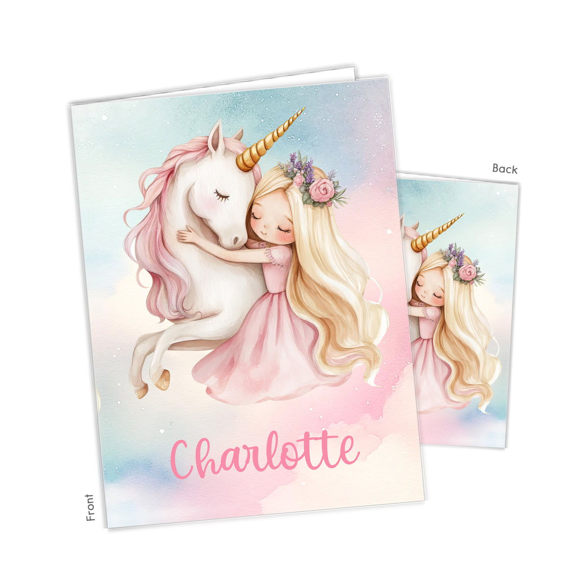 Princess Unicorn Rainbow Personalized Custom 2-Pocket Folder • School Office Supplies
