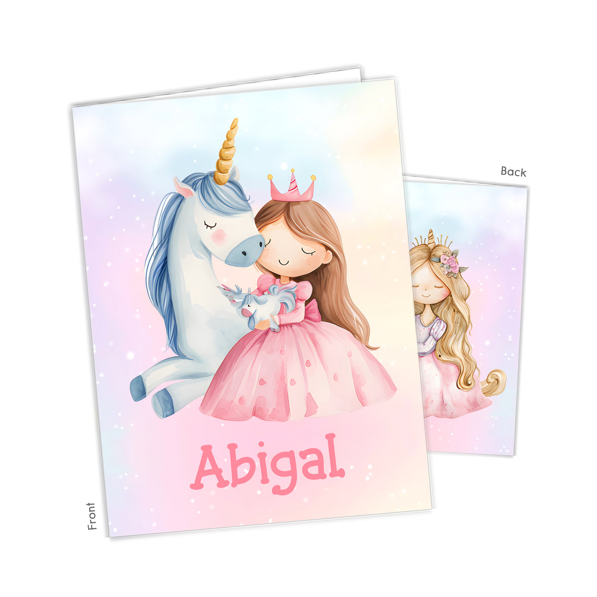 Princess Unicorn Rainbow Personalized Custom 2-Pocket Folder • School Office Supplies
