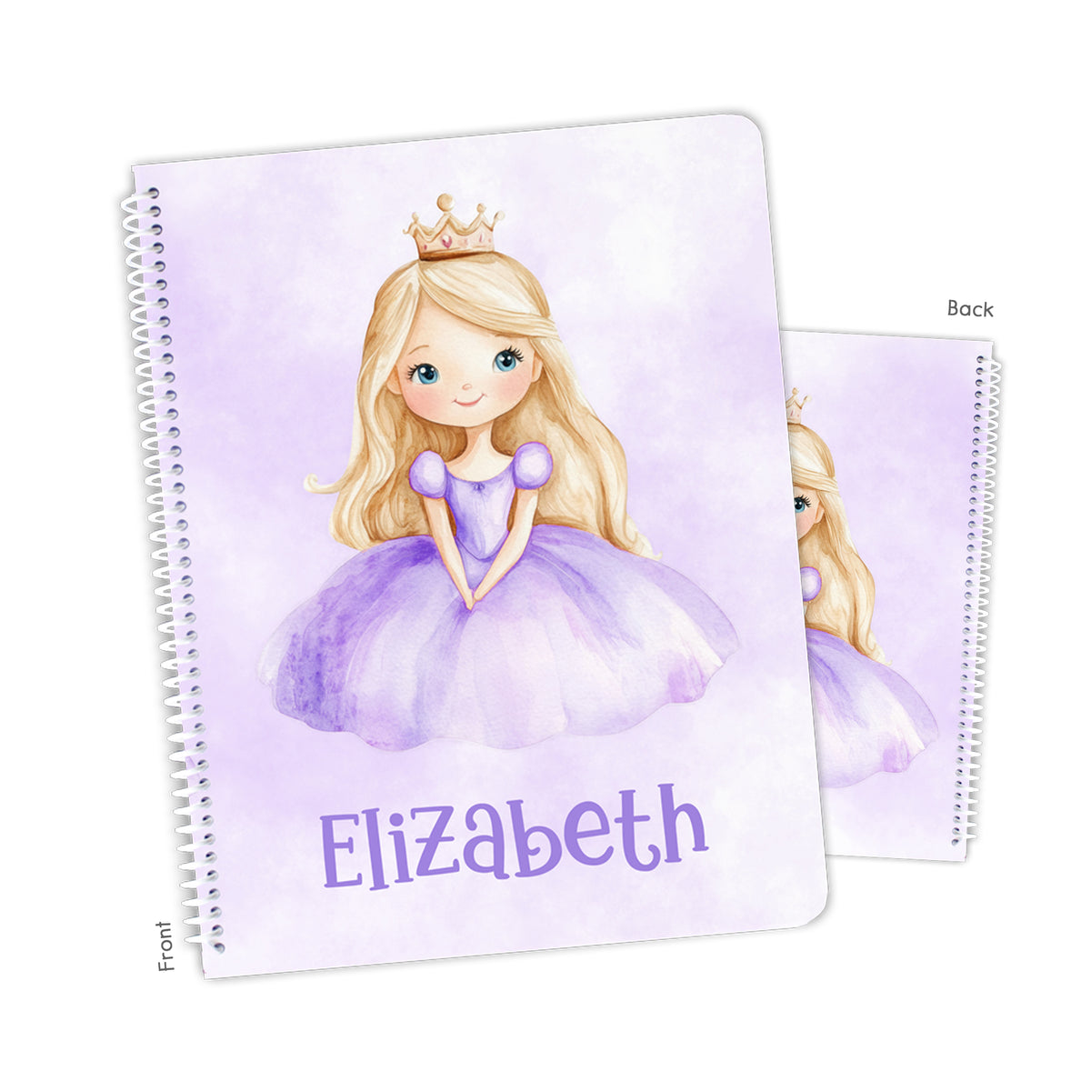 Purple Princess Personalized Custom Notebook or Sketchbook • School Office Supplies
