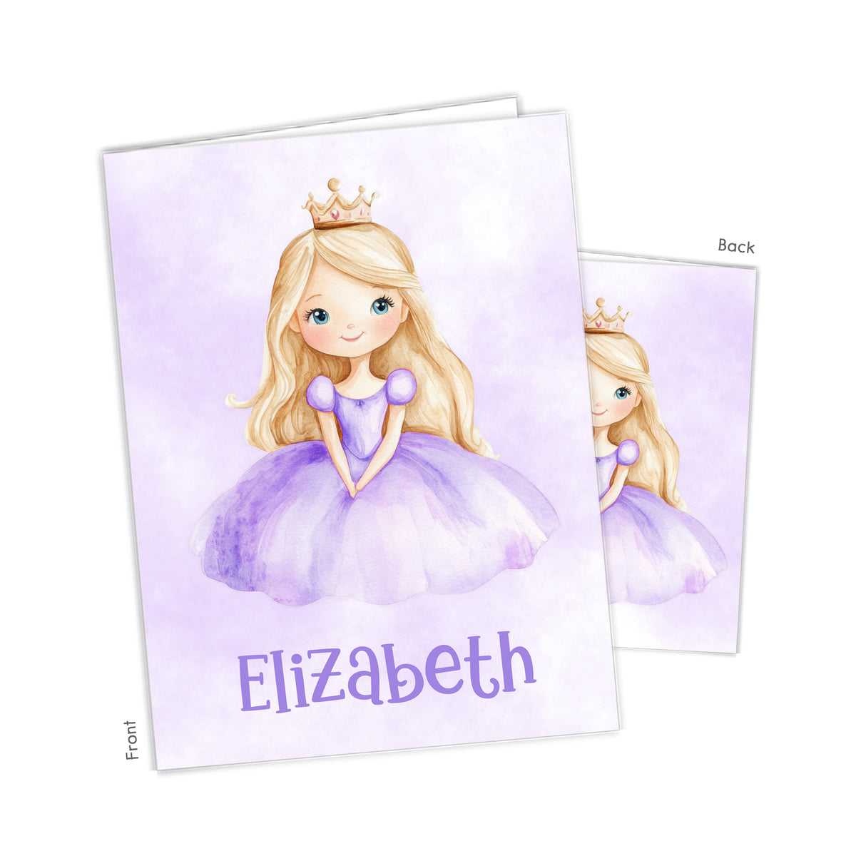 Purple Princess Personalized Custom 2-Pocket Folder • School Office Supplies