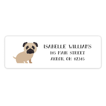 Pug Dog Return Address Labels • Self Adhesive Stickers