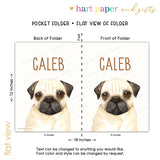 Pug Dog Personalized 2-Pocket Folder