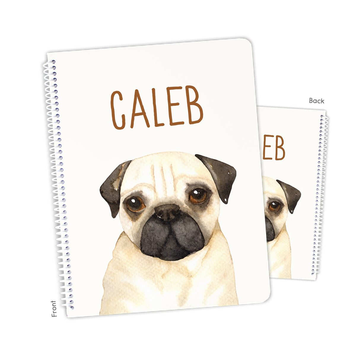 Pug Personalized Custom Notebook or Sketchbook • School Office Supplies