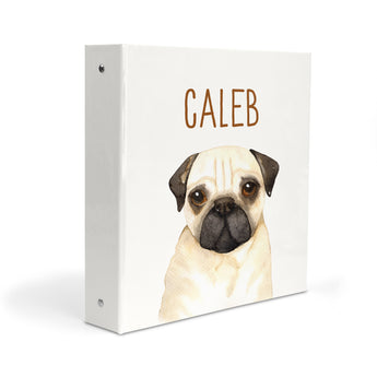 Pug Dog Puppy Personalized 2" 3 Ring Binder
