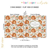 Pumpkin Autumn Fall Personalized 2" 3 Ring Recipe Book Binder