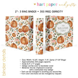 Pumpkin Autumn Fall Personalized 2" 3 Ring Recipe Book Binder