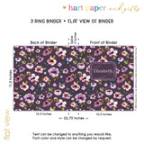 Purple Flowers Personalized 2" 3 Ring Binder