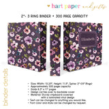 Purple Flowers Personalized 2" 3 Ring Binder