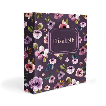 Purple Flowers Personalized 2" 3 Ring Binder