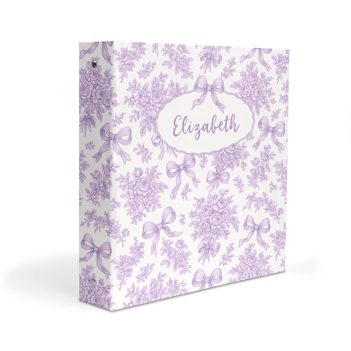 Purple Toile Coquette Bow Chinoiserie Flowers Personalized Custom 2" 3 Ring Binder • School Office Supplies