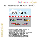 Race Cars Minky Blanket Personalized Custom