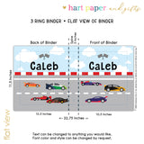 Race Cars Personalized 2" 3 Ring Binder