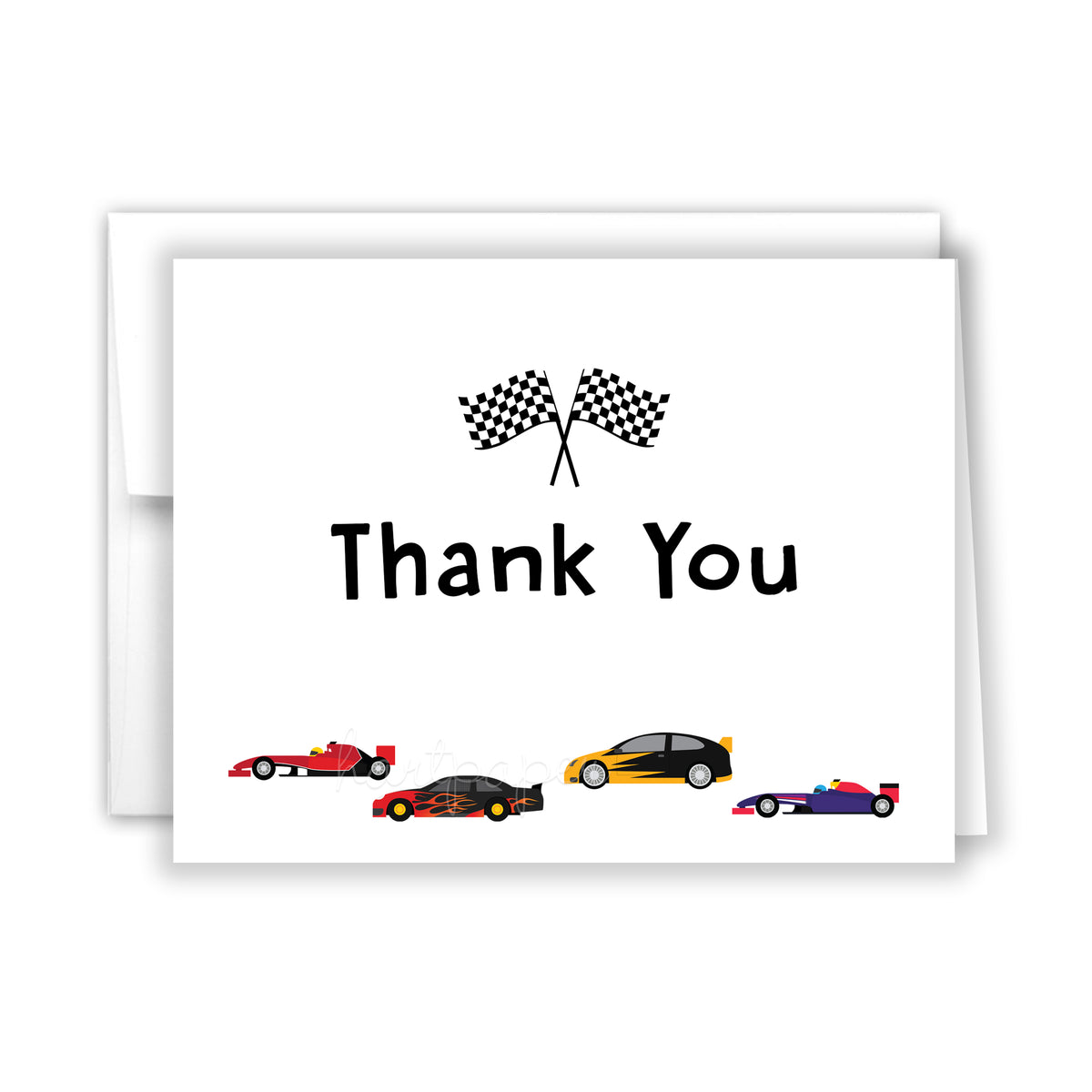 Race Cars Thank You Cards Note Card Personalized Custom Stationery • Flat or Folded