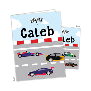 Race Car Personalized 2-Pocket Folder