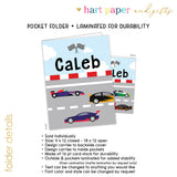 Race Car Personalized 2-Pocket Folder