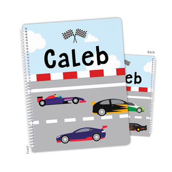 Race Cars Personalized Notebook or Sketchbook