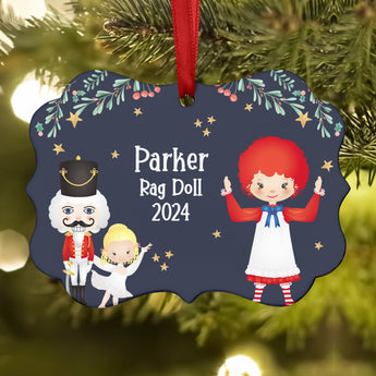 Rag Doll Jester Polichinelle Raggedy Ann Andy • Nutcracker Christmas Ornament Personalized Custom Holiday Decor Gift Boy Girl Ballerina Ballet