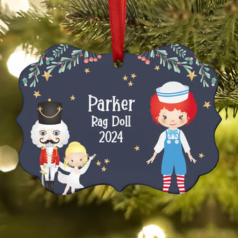 Rag Doll Jester Polichinelle Raggedy Ann Andy • Nutcracker Christmas Ornament Personalized Custom Holiday Decor Gift Boy Girl Ballerina Ballet