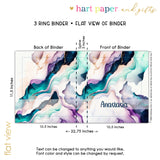Rainbow Ink Marble Personalized 2" 3 Ring Binder