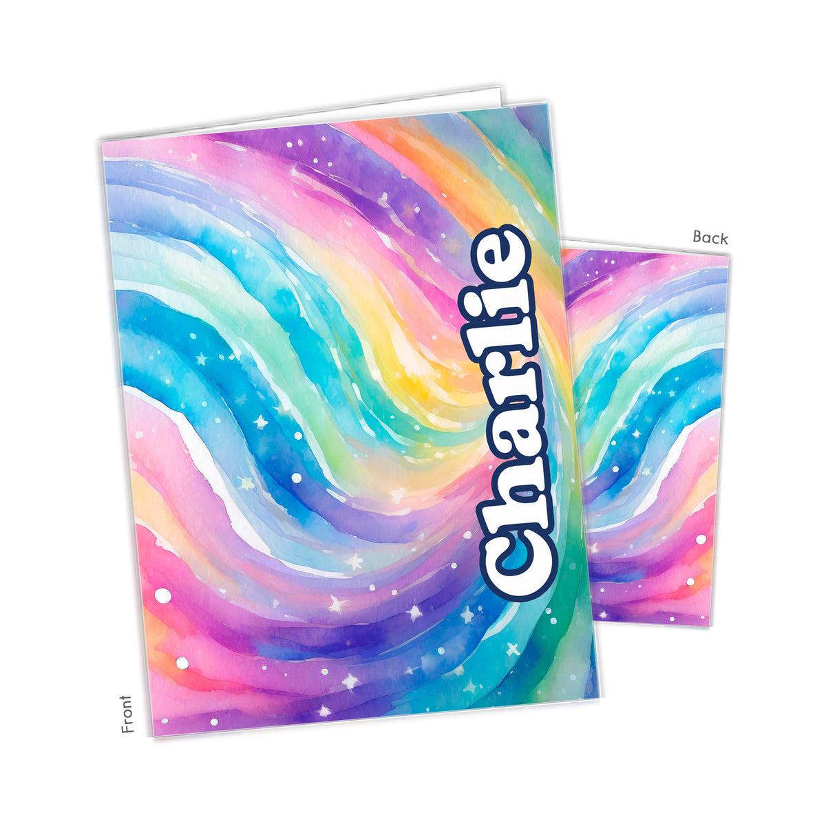Rainbow Personalized Custom 2-Pocket Folder • School Office Supplies