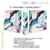Rainbow Ink Marble Personalized 2" 3 Ring Binder