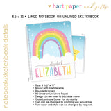 Rainbow Personalized Notebook or Sketchbook