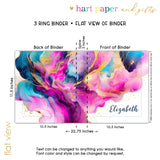 Rainbow Ink Marble Personalized 2" 3 Ring Binder