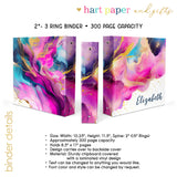 Rainbow Ink Marble Personalized 2" 3 Ring Binder