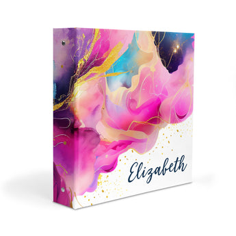 Rainbow Ink Marble Personalized 2" 3 Ring Binder