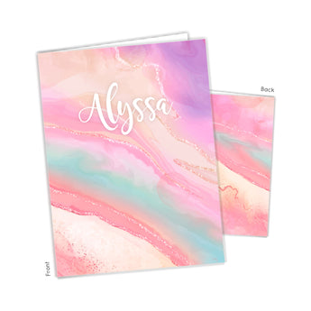 Rainbow Marble Personalized 2-Pocket Folder