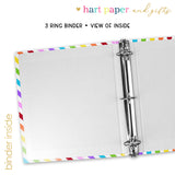 Rainbow Hearts Stripes Personalized 2" 3 Ring Binder