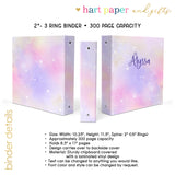 Pastel Rainbow Galaxy Stars Personalized 2" 3 Ring Binder