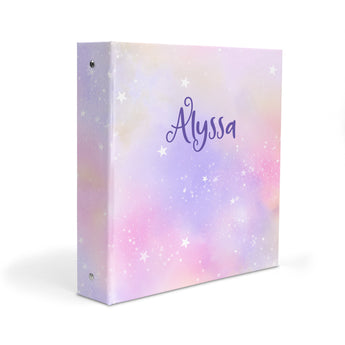 Pastel Rainbow Galaxy Stars Personalized 2" 3 Ring Binder