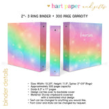 Rainbow Personalized 2" 3 Ring Binder