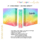 Rainbow Personalized 2" 3 Ring Binder